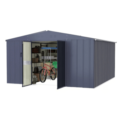 VEIKOUS 10 ft. W x 12 ft. D Outdoor Metal Storage Shed in Gray (120 sq. ft.)