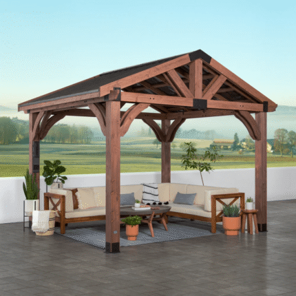 Backyard Discovery 12′ x 10′ Cedar Gazebo – Sturdy, Elegant & Weather-Resistant